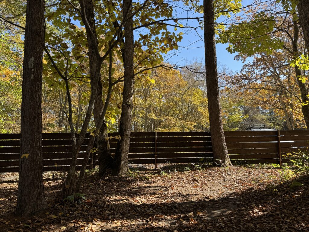 スモールサイトと駐車場との間の柵