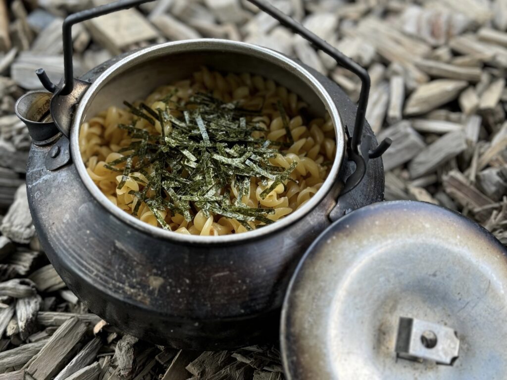 ケトルで作ったパスタ